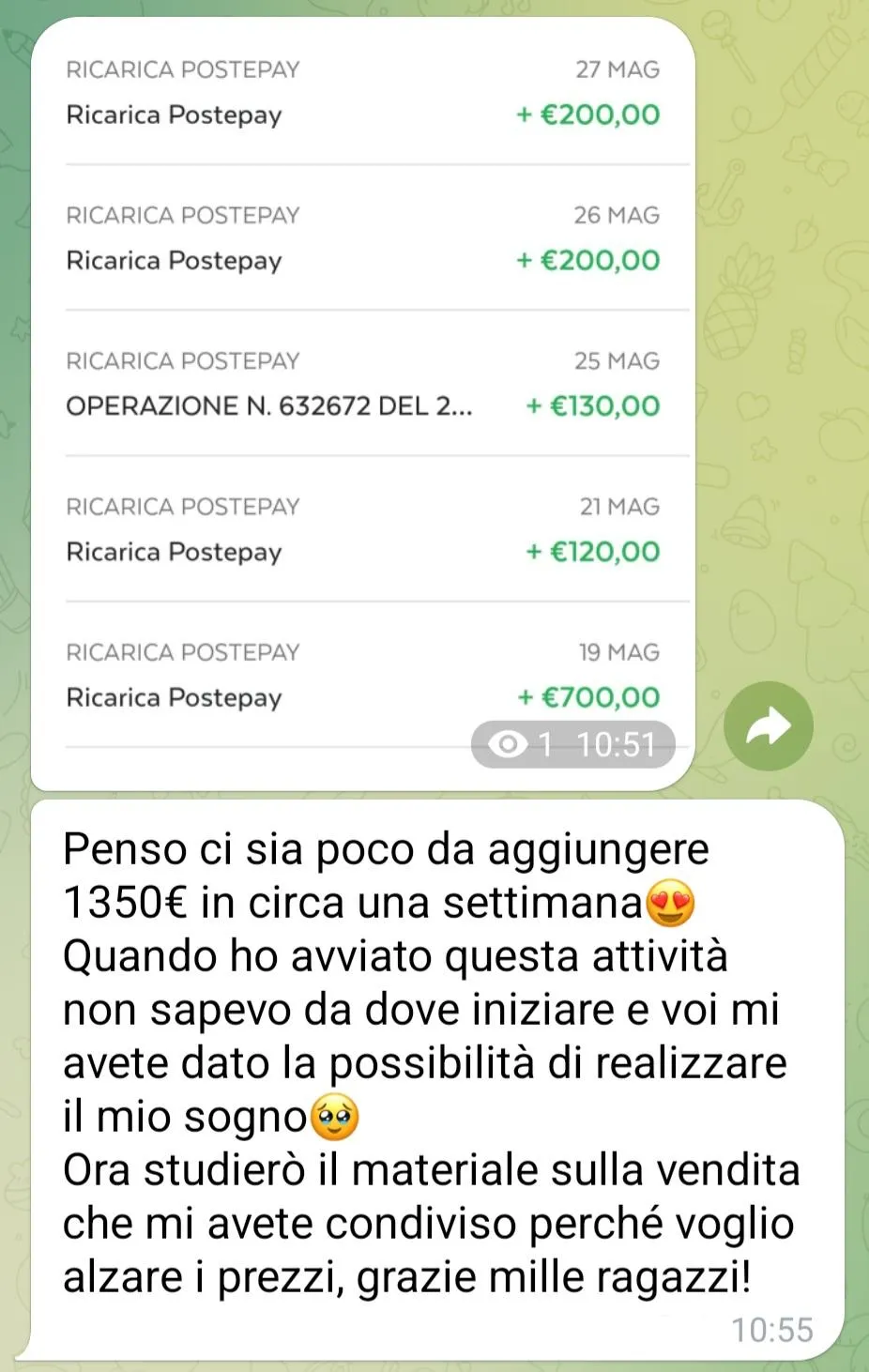 Risultati cliente — incassi settimanali